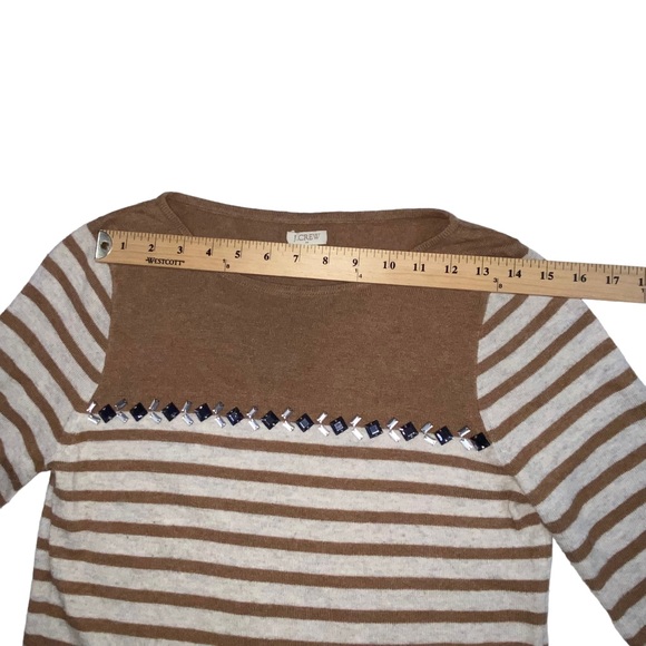 J. CREW Merino Wool Blend Brown Jewels Striped Lightweight Sweater Women’s Small - Picture 7 of 12